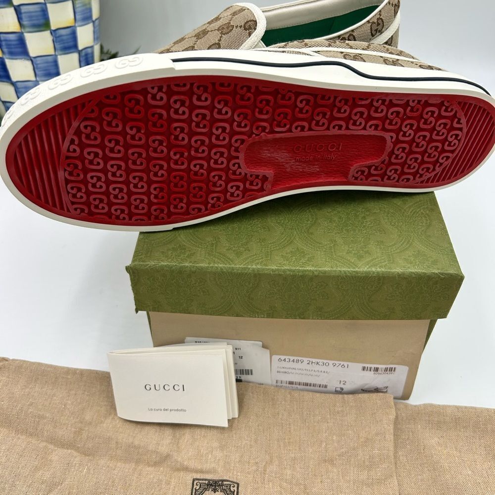 Men’s Gucci tennis 1977 low top sneakers size 12 fits 12.5 US made in Italy - Picture 4 of 8